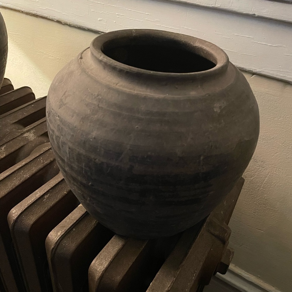 Vintage clay vase pot black